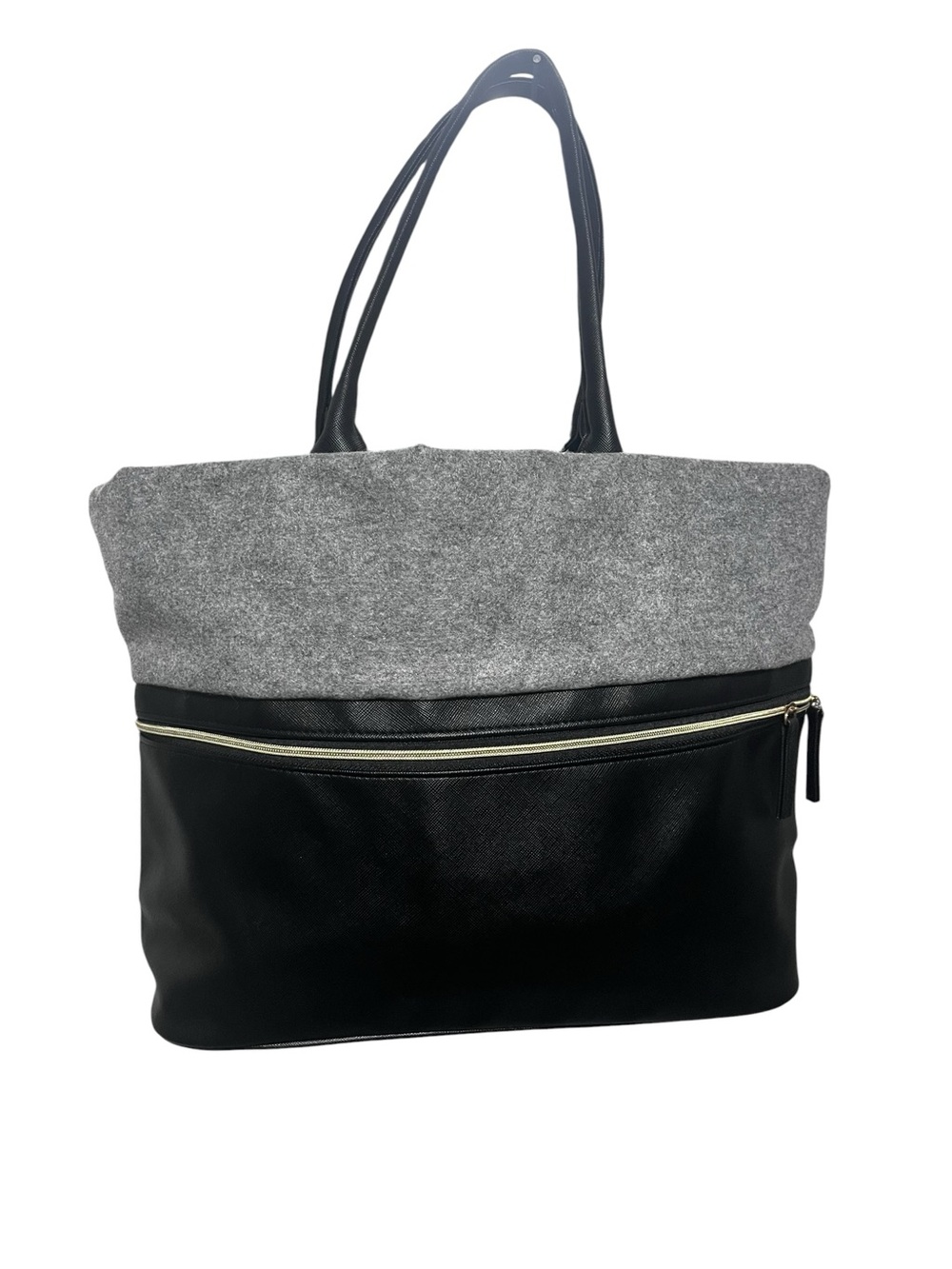 Gray and Black Two-Tone Tote Bag - Women
